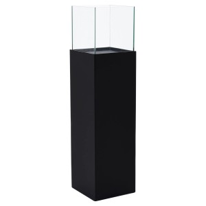 Schwarze Vivanno Windlichtsäule Candela, 100 cm hoch, mit Glasaufsatz. Dekorative Säule für Kerzen.