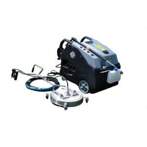 FM-SOLAR Hochdruckreiniger mit Flächenreiniger und Schlauchrolle, Heißwasser-Diesel-Dampfstrahler.