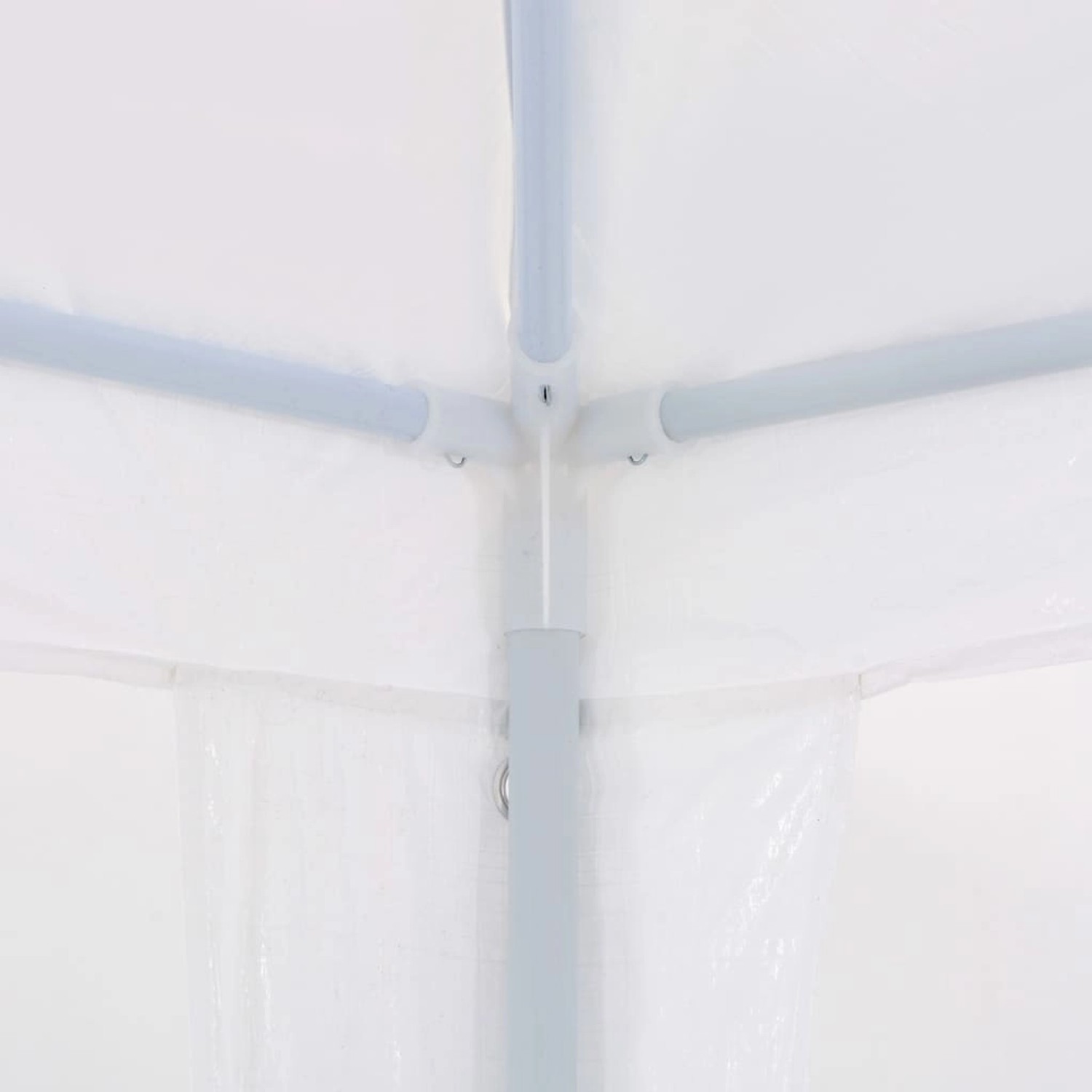 Detailaufnahme des weißen Partyzelts (3x6 m) mit Stahlrahmen, Kategorie: Markisen & Sonnenschutz.