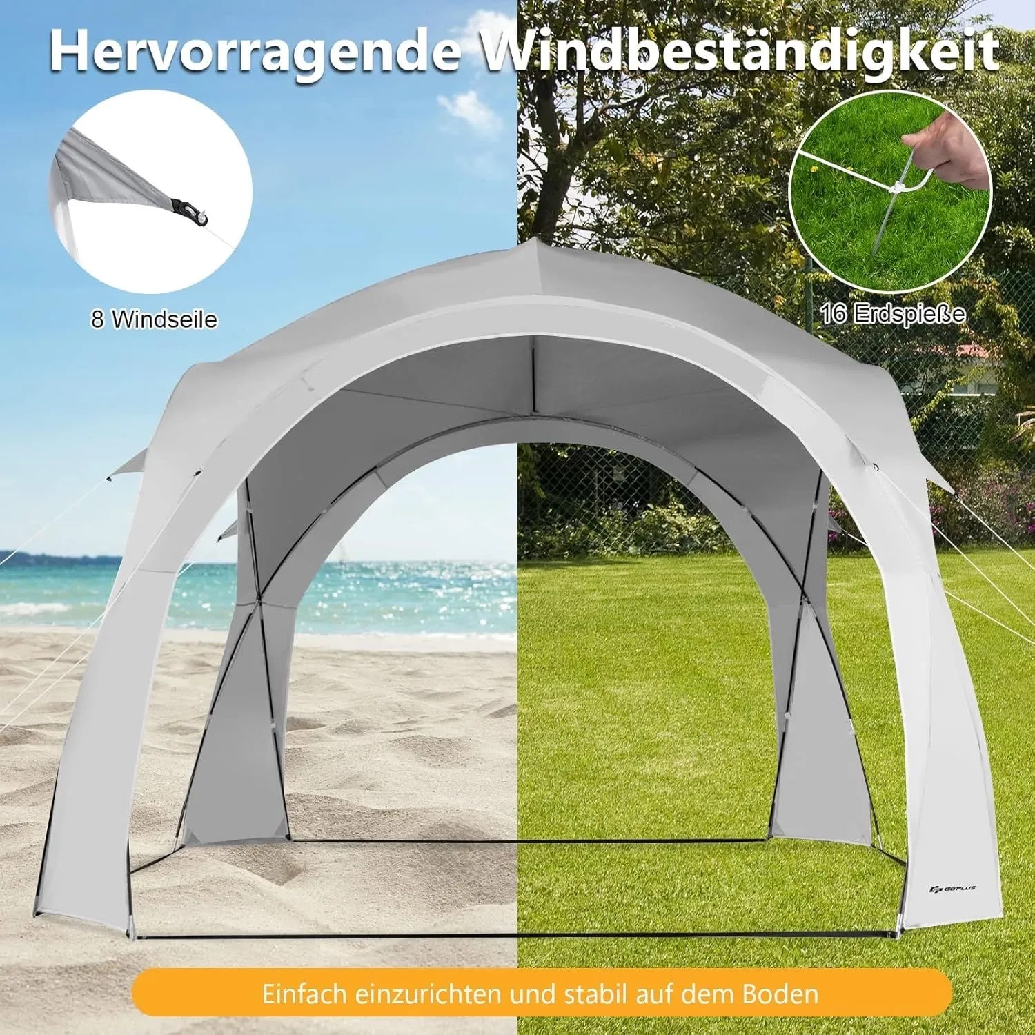 Costway Partyzelt Pavillon Gartenpavillon Strandzelt UPF 50+ Sonnenschutz_4