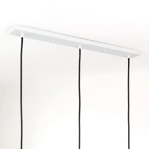Weißer Orion Lightstyle Deckenbaldachin mit 3 Auslässen für Pendelleuchten, 70x8 cm.