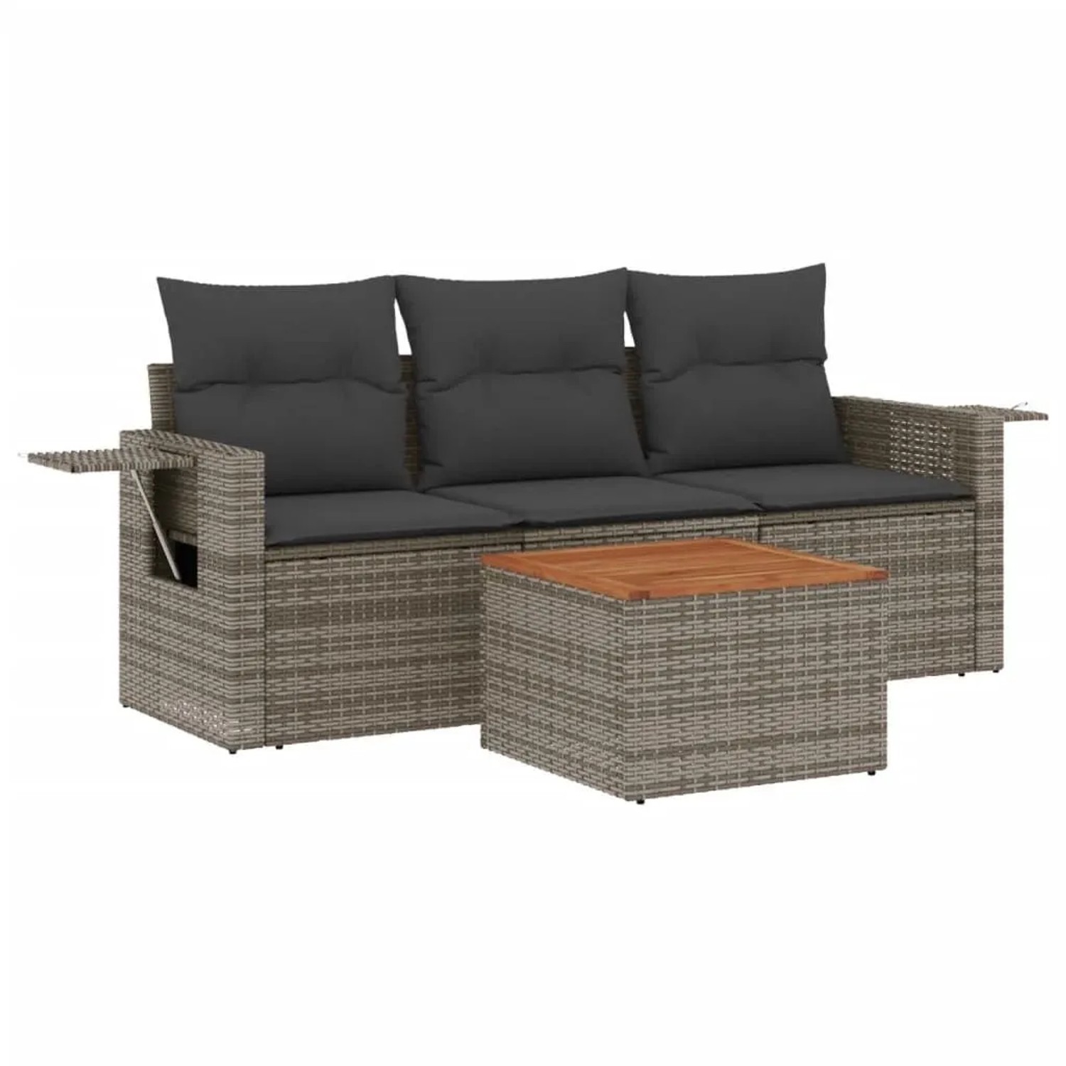 vidaXL 4-Tlg Garten-Sofagarnitur mit Kissen Grau Poly Rattan 3224436 günstig online kaufen