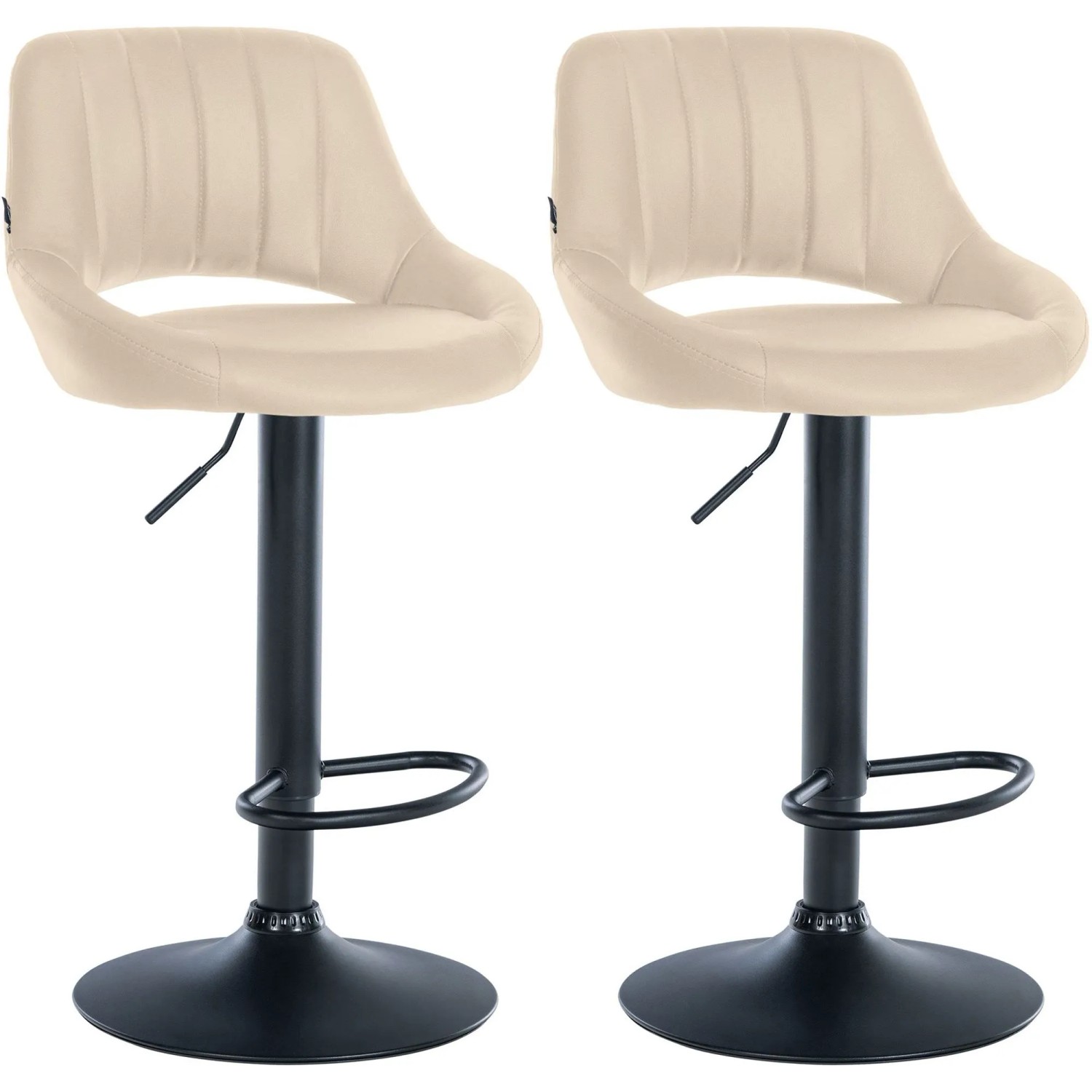 DELUKE 2er Set Barhocker SEGAD Kunstleder Creme 47x48x85cm Schwarz Barstuhl Höhenverstellbar Mit Lehne Drehbar Tresenhocker Tresenstuhl