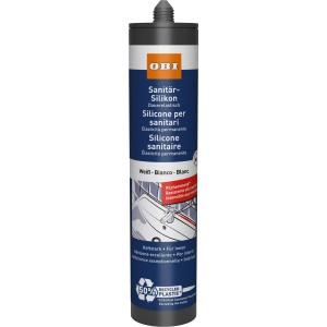 OBI Sanitär-Silikon Weiß 310 ml Kartusche. Dauerelastischer Dichtstoff für Bad & Küche, pilzhemmend, haftstark, für Innen.