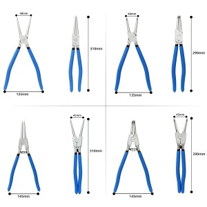 CCLIFE Sprengringzangen Seegeringzange Set 4tlg 310mm Zange Gerade Gebogen