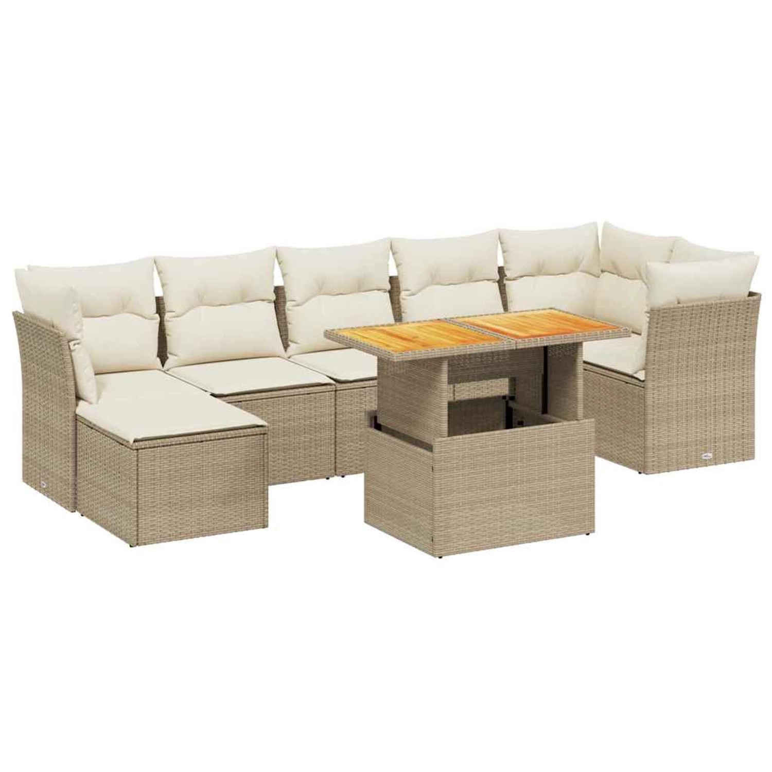 vidaXL 8-Tlg Garten-Sofagarnitur mit Kissen Beige Poly Rattan 3275487 günstig online kaufen