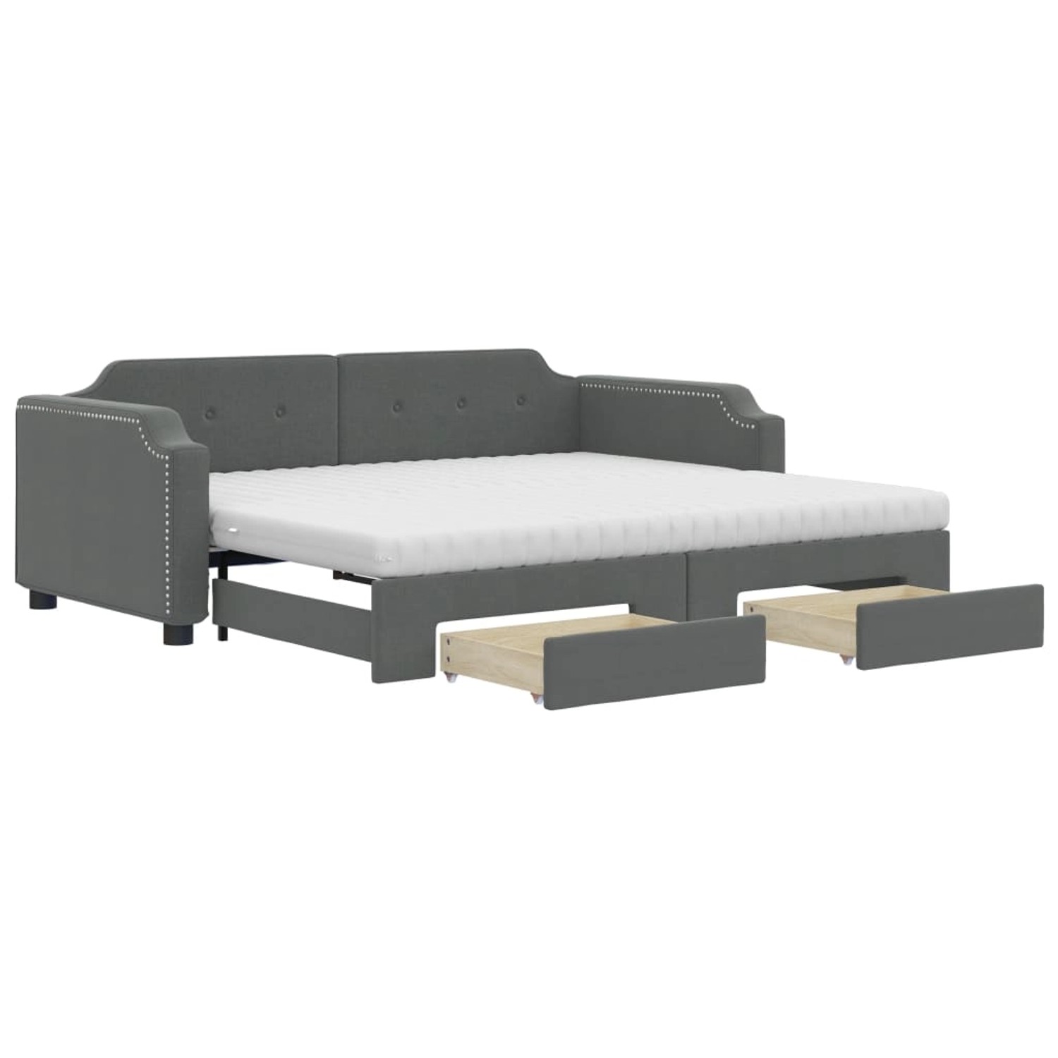 vidaXL Tagesbett Ausziehbar mit Schubladen Dunkelgrau 90x190 cm Stoff188588 günstig online kaufen