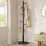 Schwarze Songmics Garderobe in Kaktusform mit 8 Haken für Jacken, Hüte und Taschen.