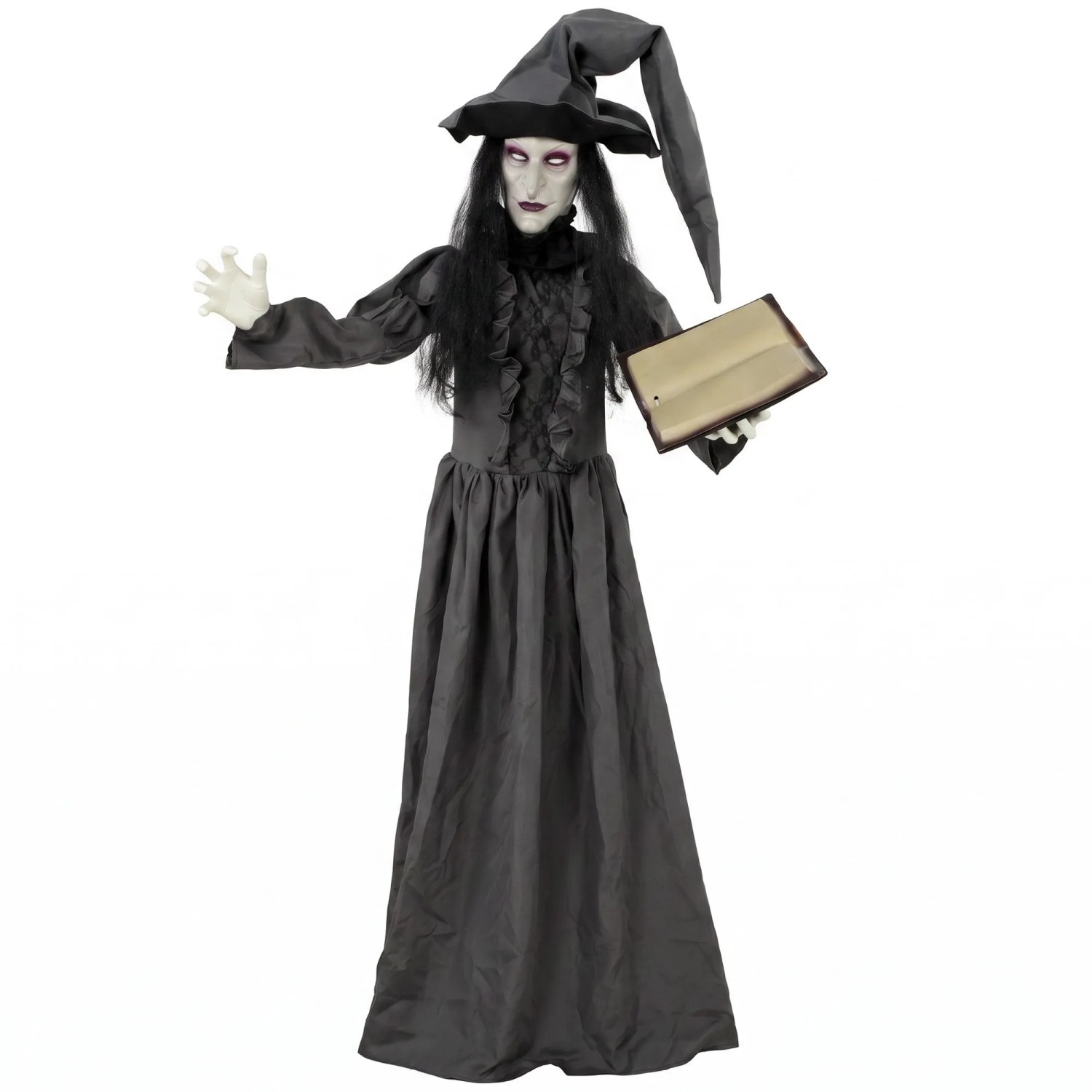 HOMCOM Halloween-Hexe Metall Polyesterfaser 70 x 18 x 180 cm Dunkelgrau