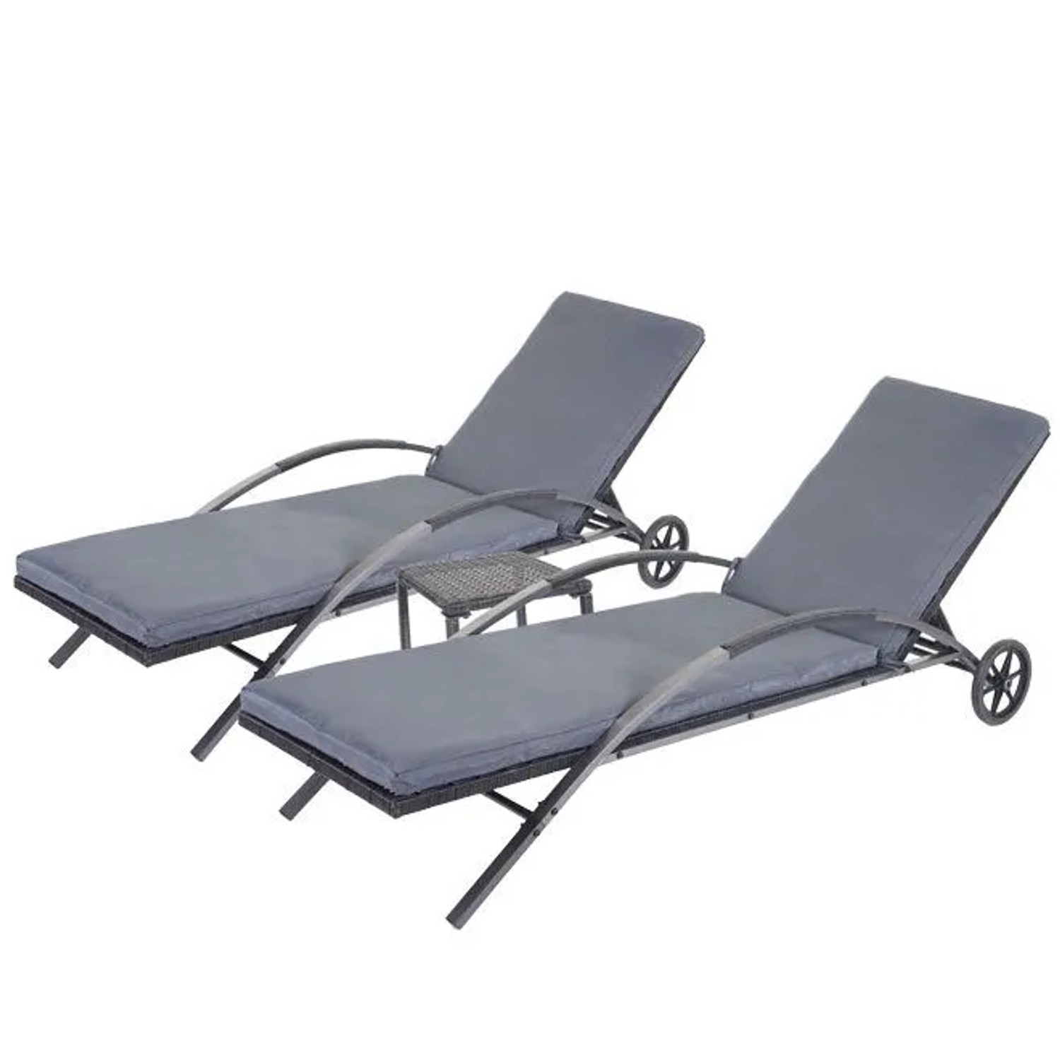 MCW Sonnenliege E27 2er-Set Schwarz Kissen Dunkelgrau_3