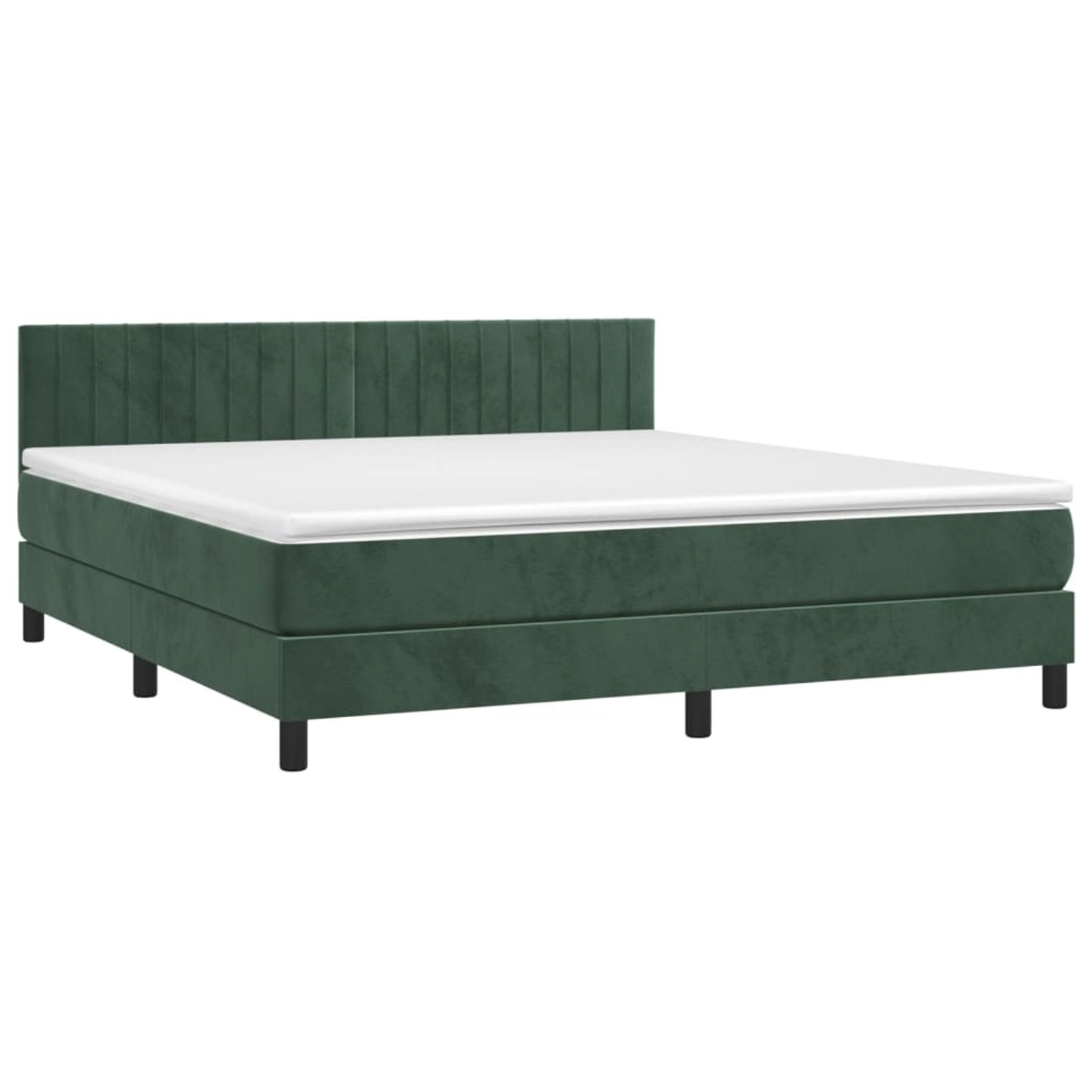 vidaXL Boxspringbett mit Matratze & LED Dunkelgrün 180x200 cm Samt 3134540 günstig online kaufen