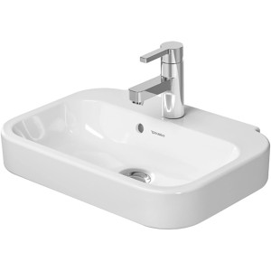 Weißes Duravit Happy D.2 Handwaschbecken, 50 cm, mit Hahnloch und Überlauf.