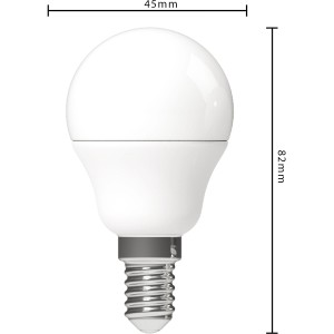 LED-Leuchtmittel E14 Globe G45, 5,5W, dimmbar, mit einstellbarer Farbtemperatur.