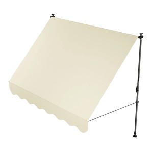 Beige Juskys Klemmmarkise Kapstadt 250x120 cm für Balkon & Terrasse, ohne Bohren montiert.