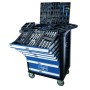 Scheppach Werkstattwagen TW1100 mit 71-teiligem Werkzeugset, blau und schwarz.