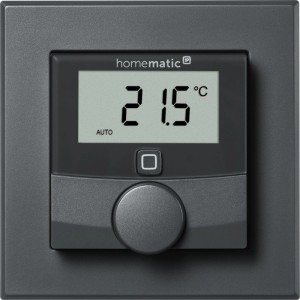 HmIP Wandthermostat mit Display und Drehrad in Anthrazit für die Hausautomation.