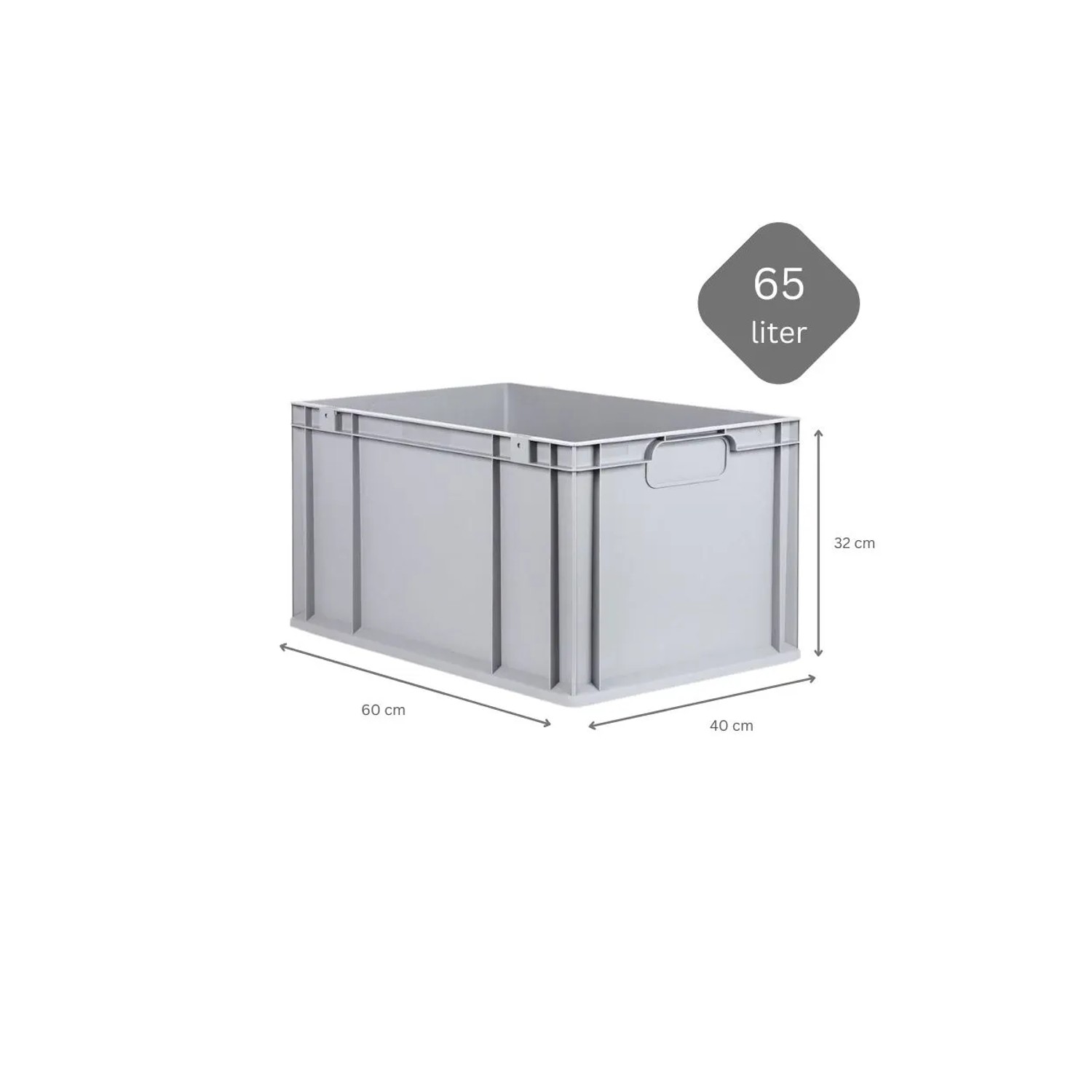 Graue PROREGAL Eurobox 60x40x32 cm mit Scharnierdeckel, ideal zur Aufbewahrung.