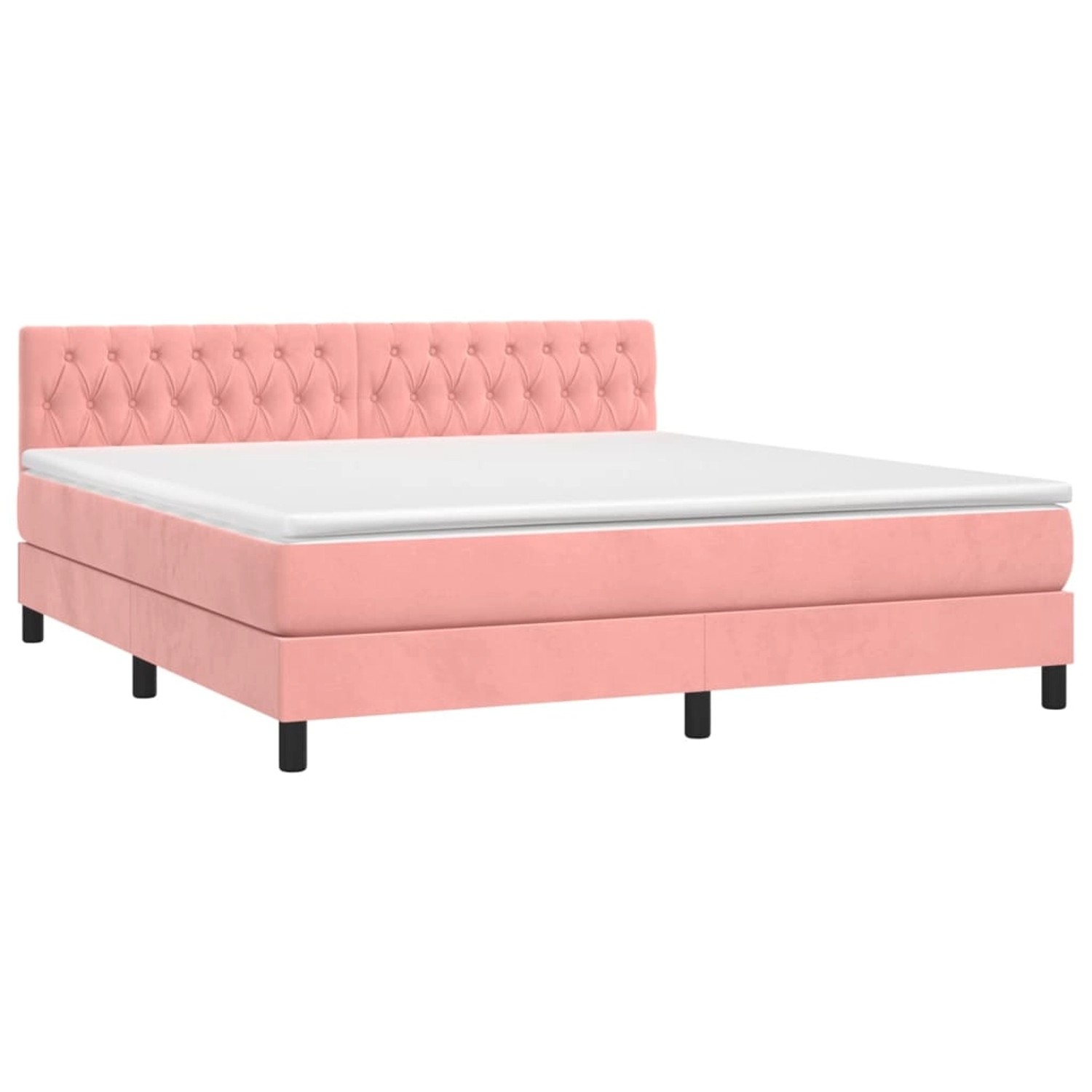 vidaXL Boxspringbett mit Matratze & LED Rosa 160x200 cm Samt 3134596 günstig online kaufen