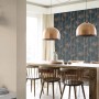 Rasch Vliestapete Florentine III, Uni Leinen, helle Wand und Wand mit Bambusmuster im Esszimmer.