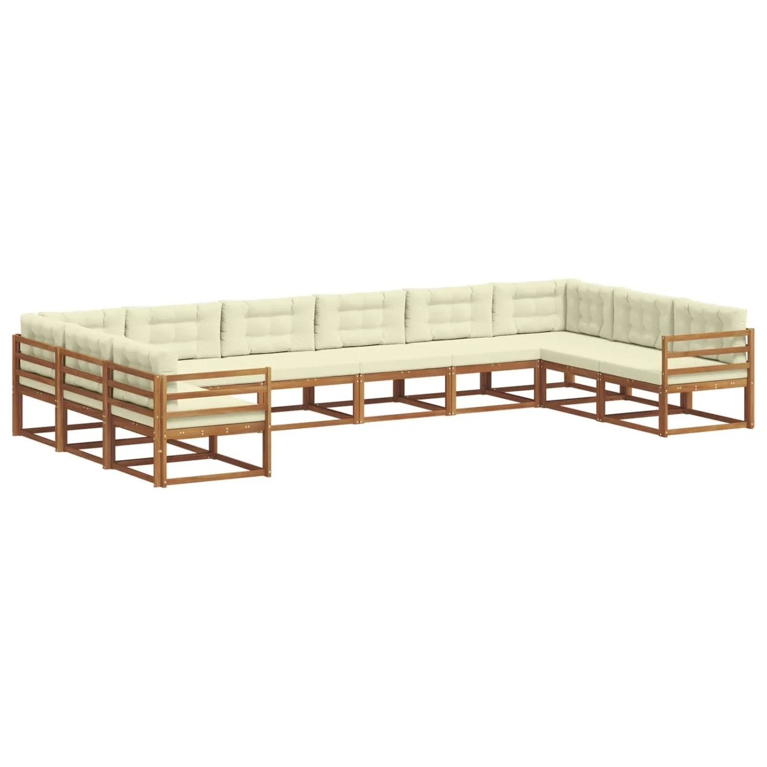 vidaXL Outdoor-Sofagarnitur mit Kissen 10-Tlg Natur und Creme 3368223