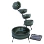 Monstershop Solar Kaskadenbrunnen Grun mit 4 Schalen und Solarpanel für den Garten.