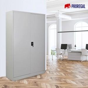 PROREGAL Flügeltürenschrank ELEPHANT Mit 2 Türen Abschließbar HxBxT 180x120x40cm 4 Ebenen Stahl Pulverbeschichtet Lichtgrau Spind Aktenschrank