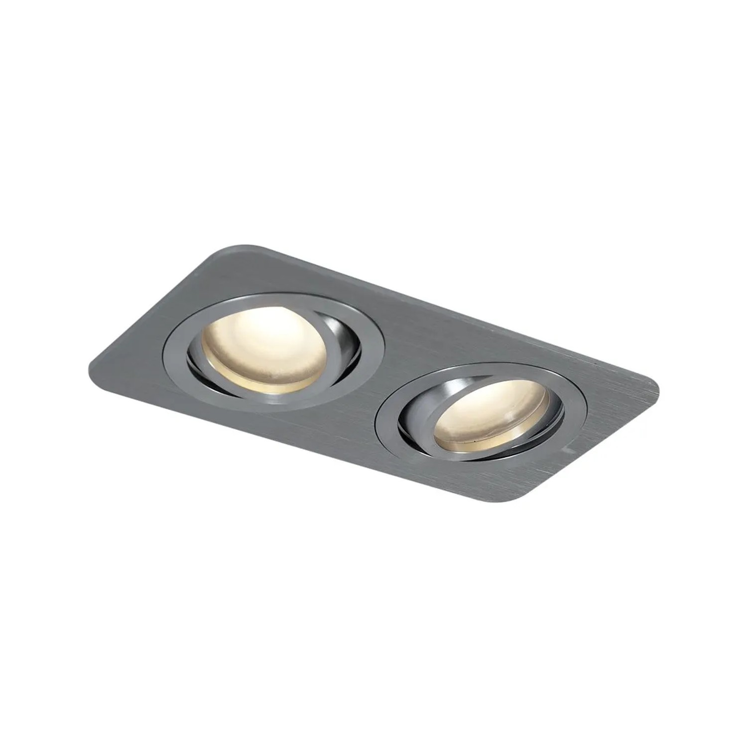 QAZQA AbgeRundeter Einbaustrahler Gunmetal GU10 50mm Dreh  und Schwenkbar IP44 2 Flammig AlberTo