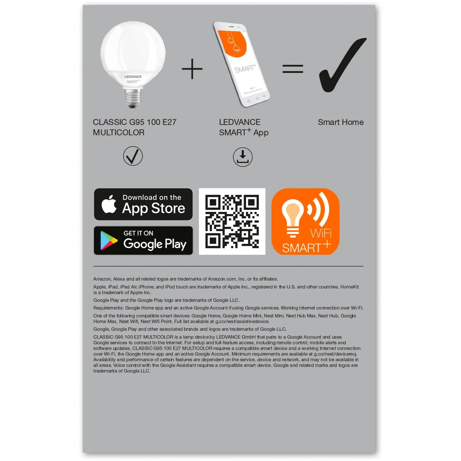 Ledvance Smart+ Wifi Globe RGBW E27 14W Klar: Intelligente LED Lampe mit App Steuerung.