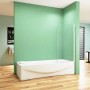 Duschparadies Badewannenaufsatz 75x140cm aus Glas mit Chromrahmen auf Badewanne.