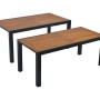 Merxx Athos Gartentisch-Set, ausziehbar, mit Akazienholz-Tischplatte und schwarzem Gestell.
