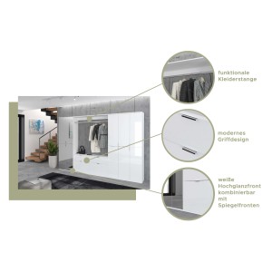 Inn.Furn Garderobenschrank Weiß 61 cm mit Spiegel SystemX