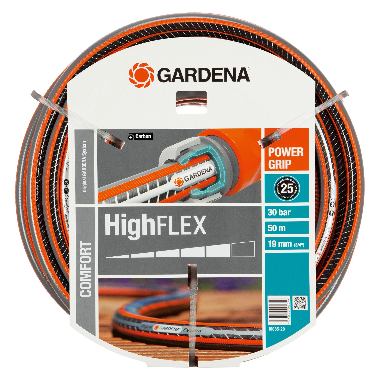 Gardena Gartenschlauch Comfort HighFlex 19 mm (3/4 Zoll) mit PowerGrip 30 bar 50 m