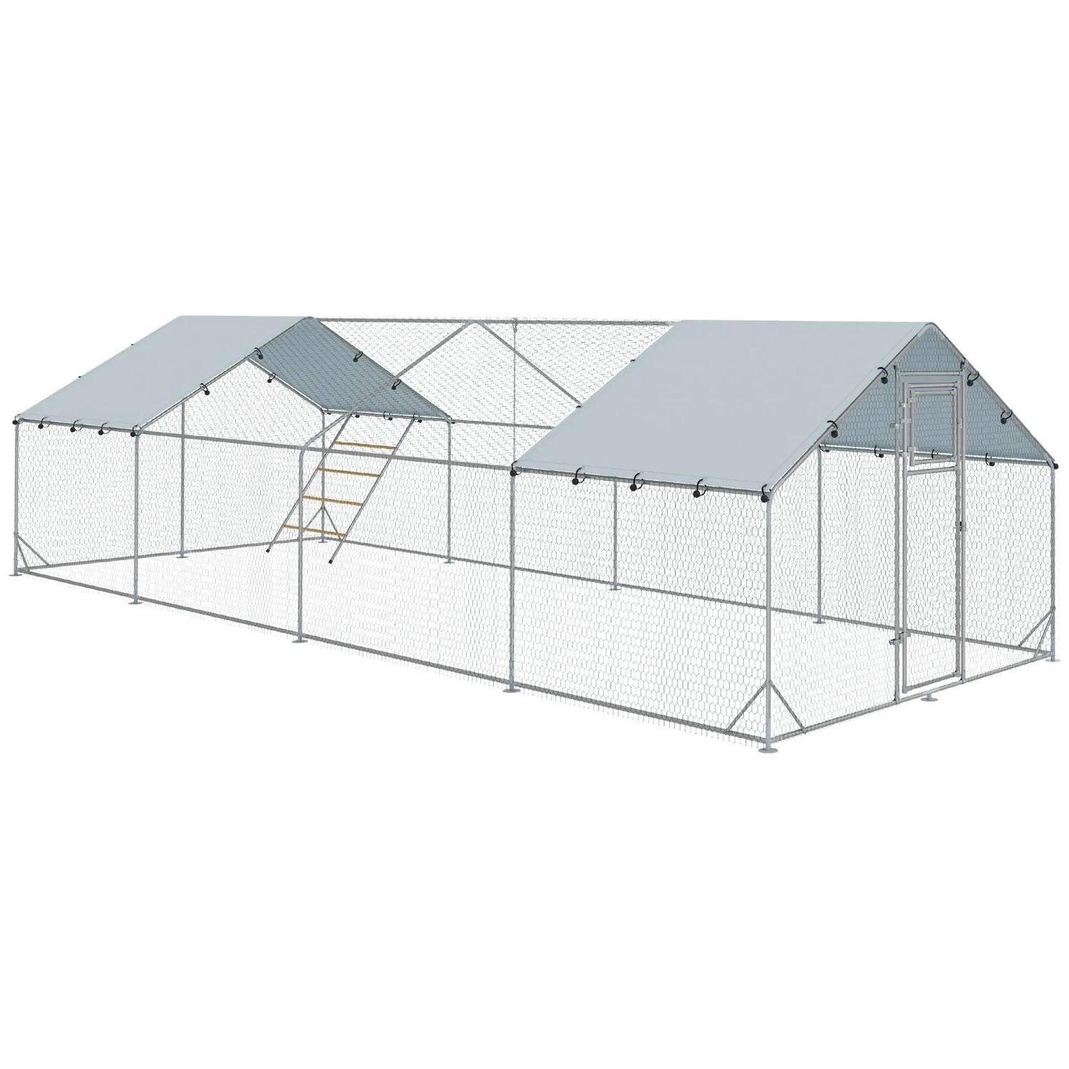 PawHut Hühnerstall Verzinkte Stahlrohre Stahlgitter  300L x 800B x 195H cm