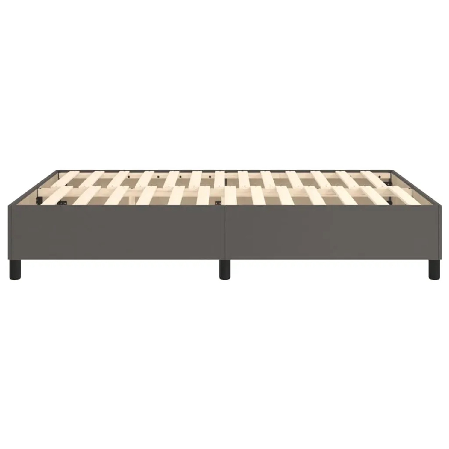 Graues vidaXL Boxspringbett 140x200 cm mit Lattenrost und Kunstlederbezug.