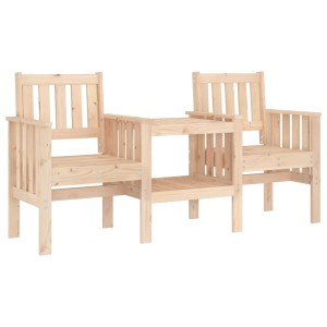 VidaXL Gartenbank aus Kiefernholz mit Tisch, 2-Sitzer. Holzbank für Garten und Terrasse.