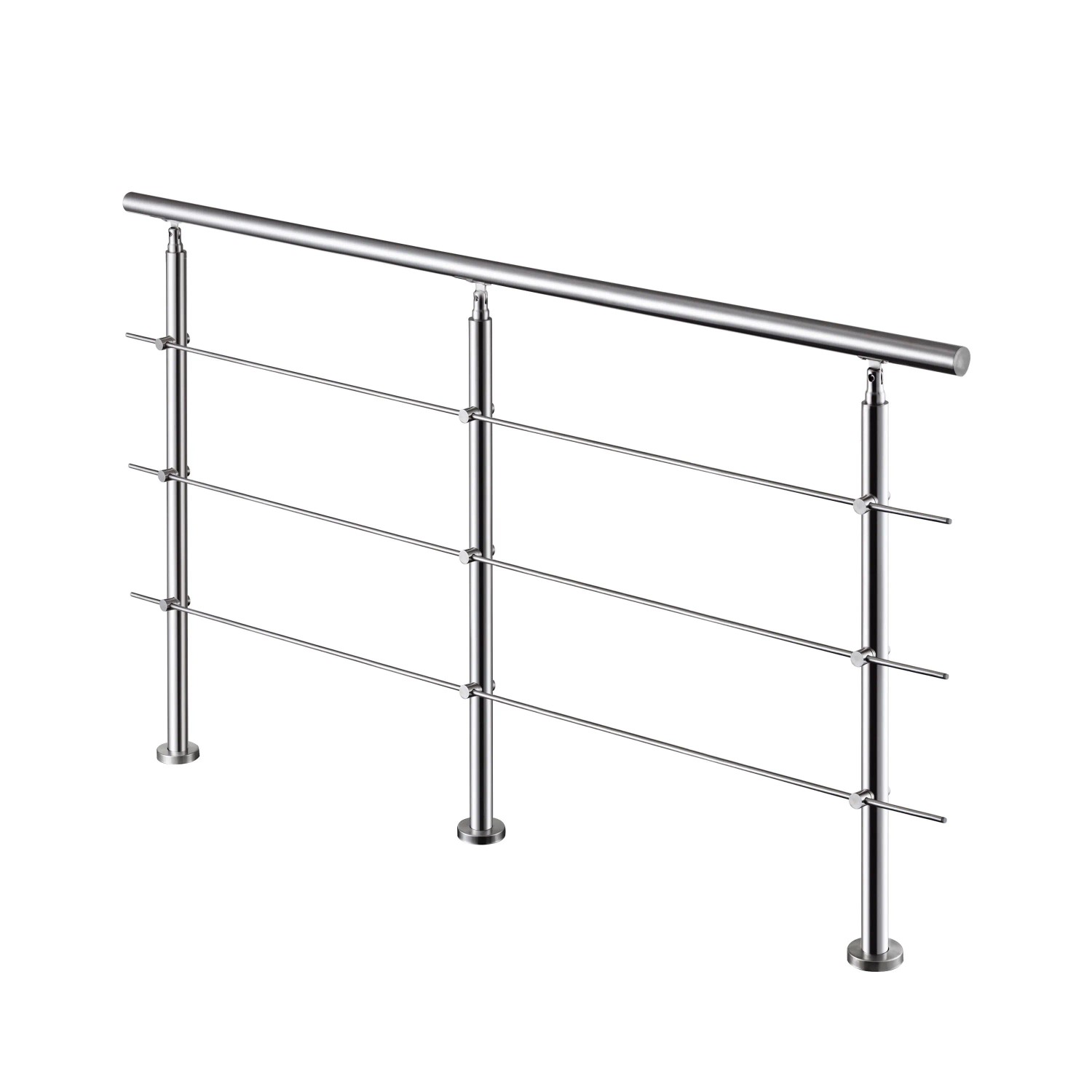 AICA Edelstahl-Treppengeländer 220 cm Geländer für Innen und Außen 3 Querstäbe