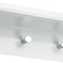 Weiße Metall Garderobe mit Ablage und 3 verchromten Haken.