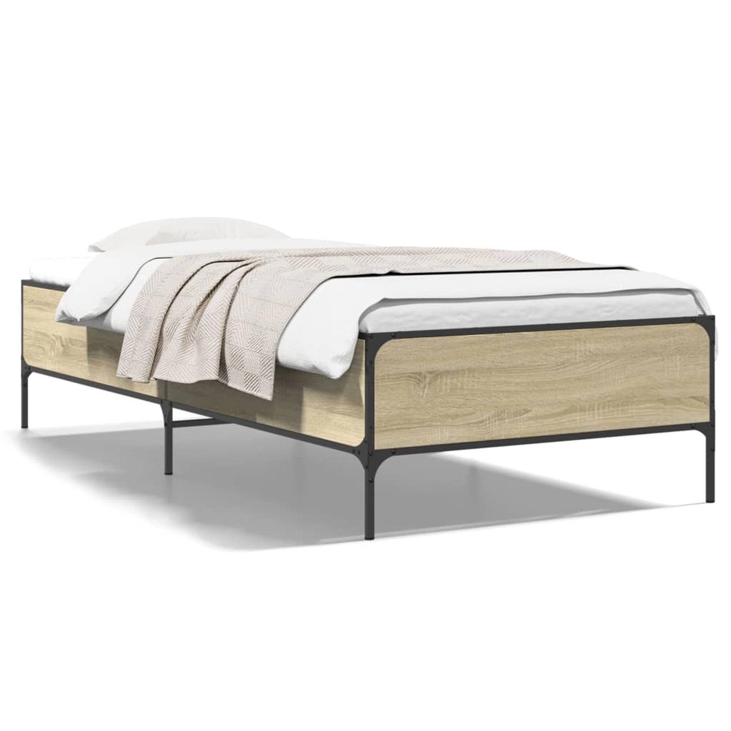 vidaXL Bettgestell Sonoma-Eiche 100x200 cm Holzwerkstoff und Metall 844962 günstig online kaufen