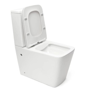 Swiss Aqua Technologies Stand-Kombi-WC mit Spülkasten Eckig Spülrandlos Bodenstehend Wasseranschluss von Vnten SoftClose WC-Sitz Weiß