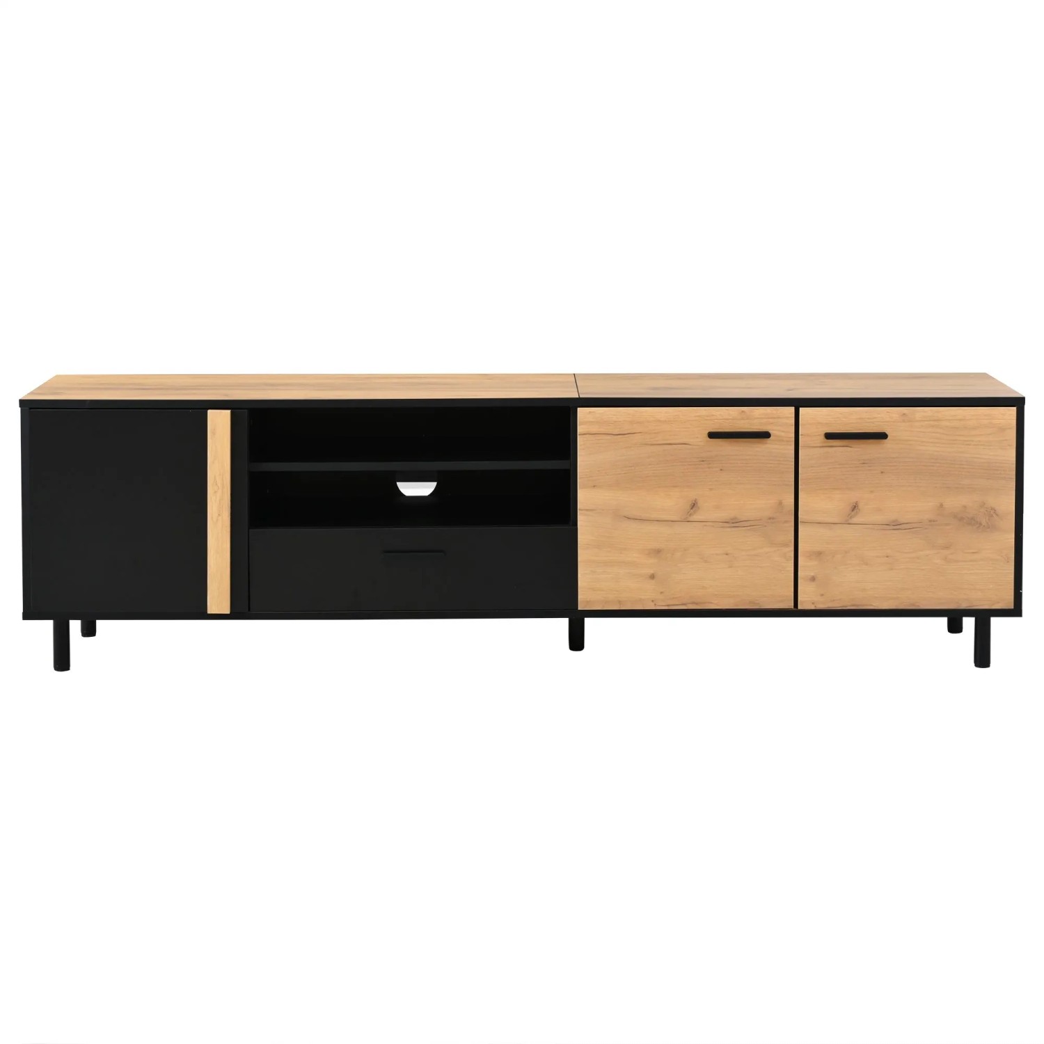 okwish TV Schrank mit Schublade Lowboard 5 Beine Wohnzimmer 80 Zoll 180x32x50cm Natur