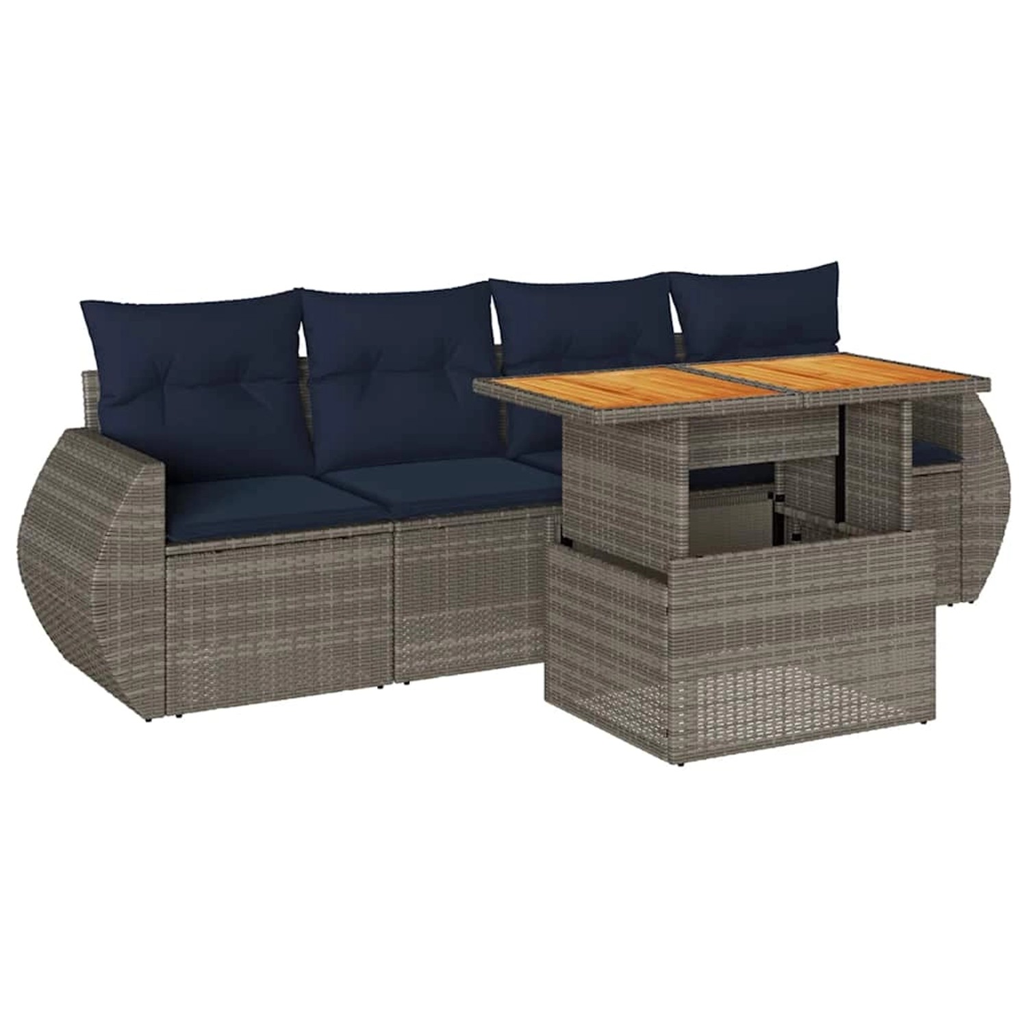 vidaXL 5-Tlg Garten-Sofagarnitur mit Kissen Grau Poly Rattan 3327211 günstig online kaufen