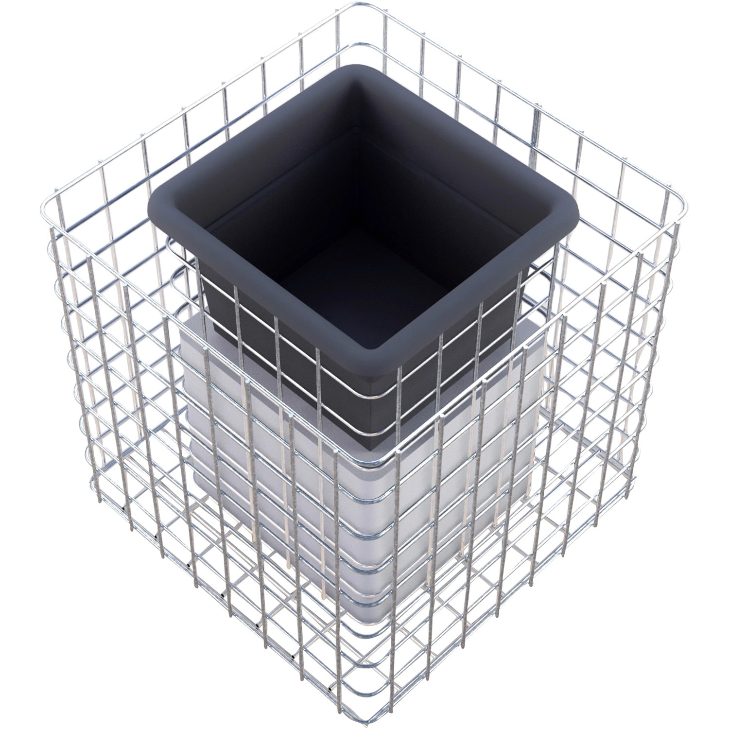 Gabiona Gabionen-Blumensäule eckig feuerverz 42 x 42 x 42 cm Maschenw 5 x 5 cm