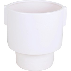 Weißer Keramik Übertopf, 18,2 cm Durchmesser, für Innenbereich. Schlichtes Design mit matter Oberfläche.