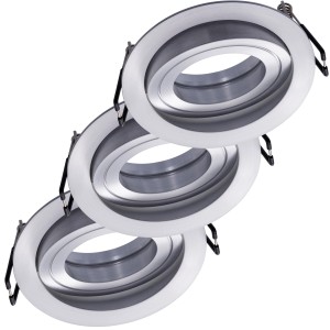 Oktaplex 3er Set Einbaustrahler Aluminium Lyon Schwenkbar für LED-Module Deckenspot Silber Rund