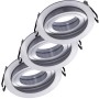 3er Set Oktaplex Einbaustrahler Lyon aus Aluminium, schwenkbar, silber, rund. Für LED-Module.