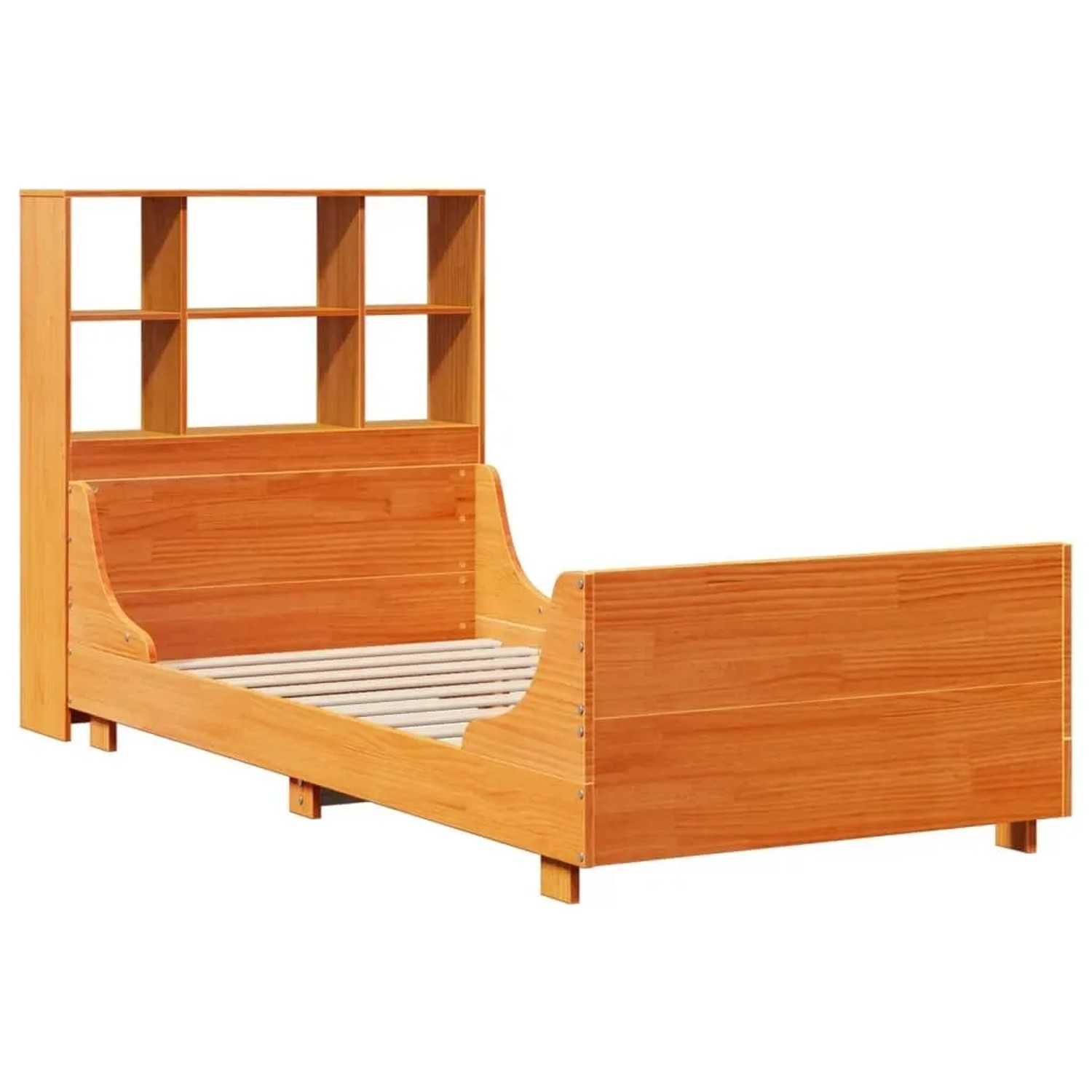 vidaXL Massivholzbett mit Regal ohne Matratze Wachsbraun 75x190 cm 3323832 günstig online kaufen