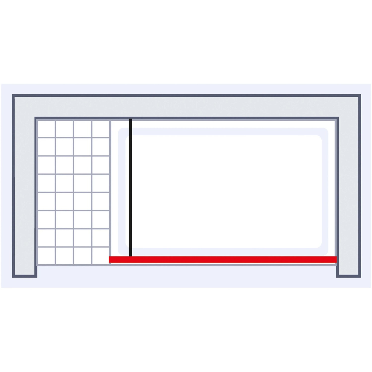 Skizze einer Schulte Walk In Duschwand Alexa Style 2.0 in Kupferoptik, 90x200 cm.