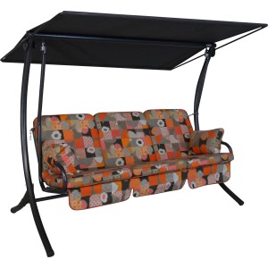 Angerer Hollywoodschaukel Star Gera, 3-Sitzer, Terracotta-Muster, mit Sonnendach.