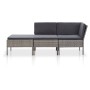 Graues 3-tlg. vidaXL Garten-Lounge-Set aus Polyrattan mit anthrazitfarbenen Auflagen.