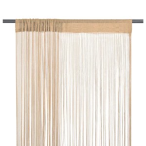 Beige Fadenvorhänge (2 Stk.) 140x250cm als Fensterdeko oder Raumteiler.